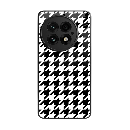 Houndstooth back phone cover | glass case for oneplus 13