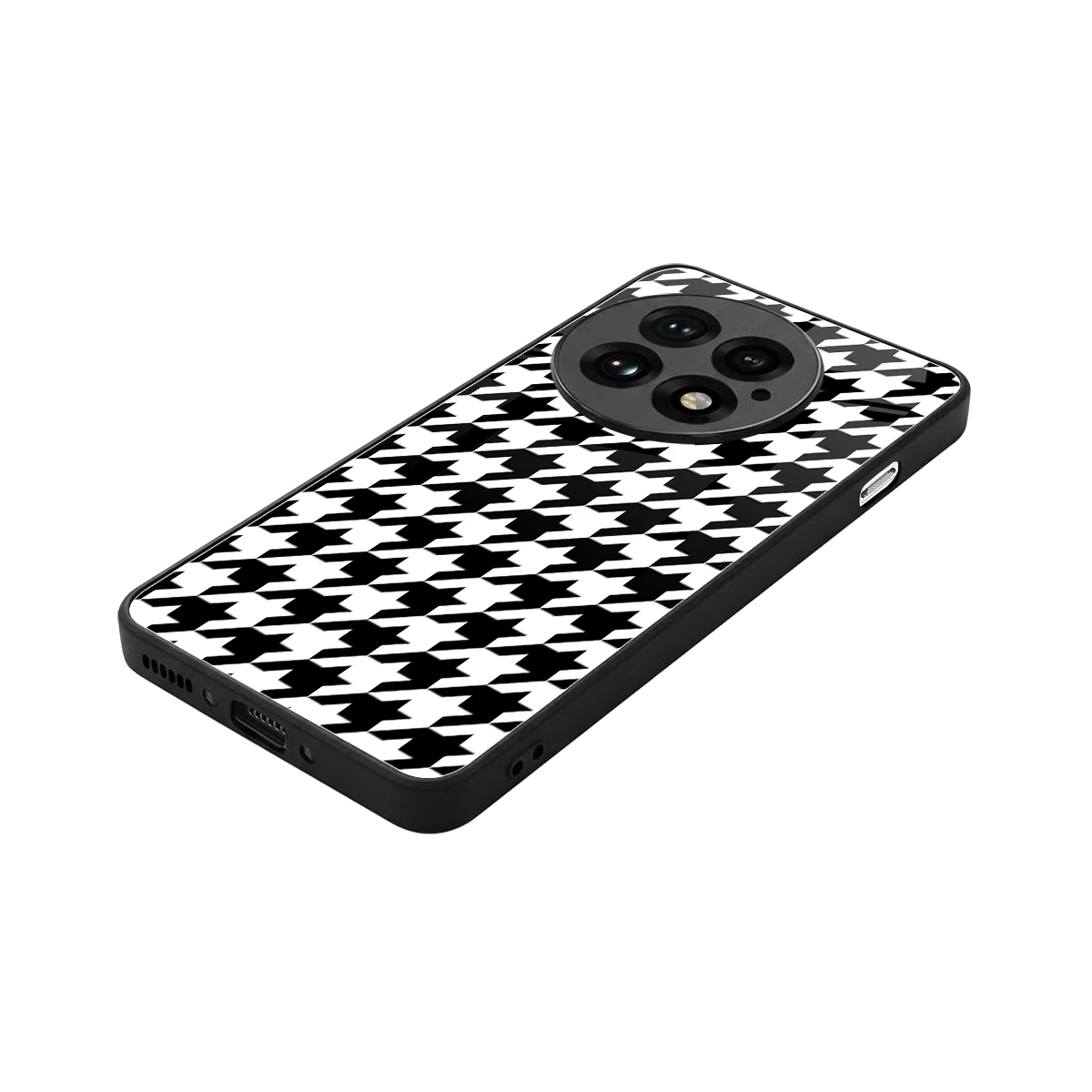 Houndstooth stylish phone case for oneplus 13 | glossy glass and slim fit