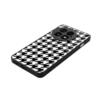 Houndstooth stylish phone case for oneplus 13 | glossy glass and slim fit