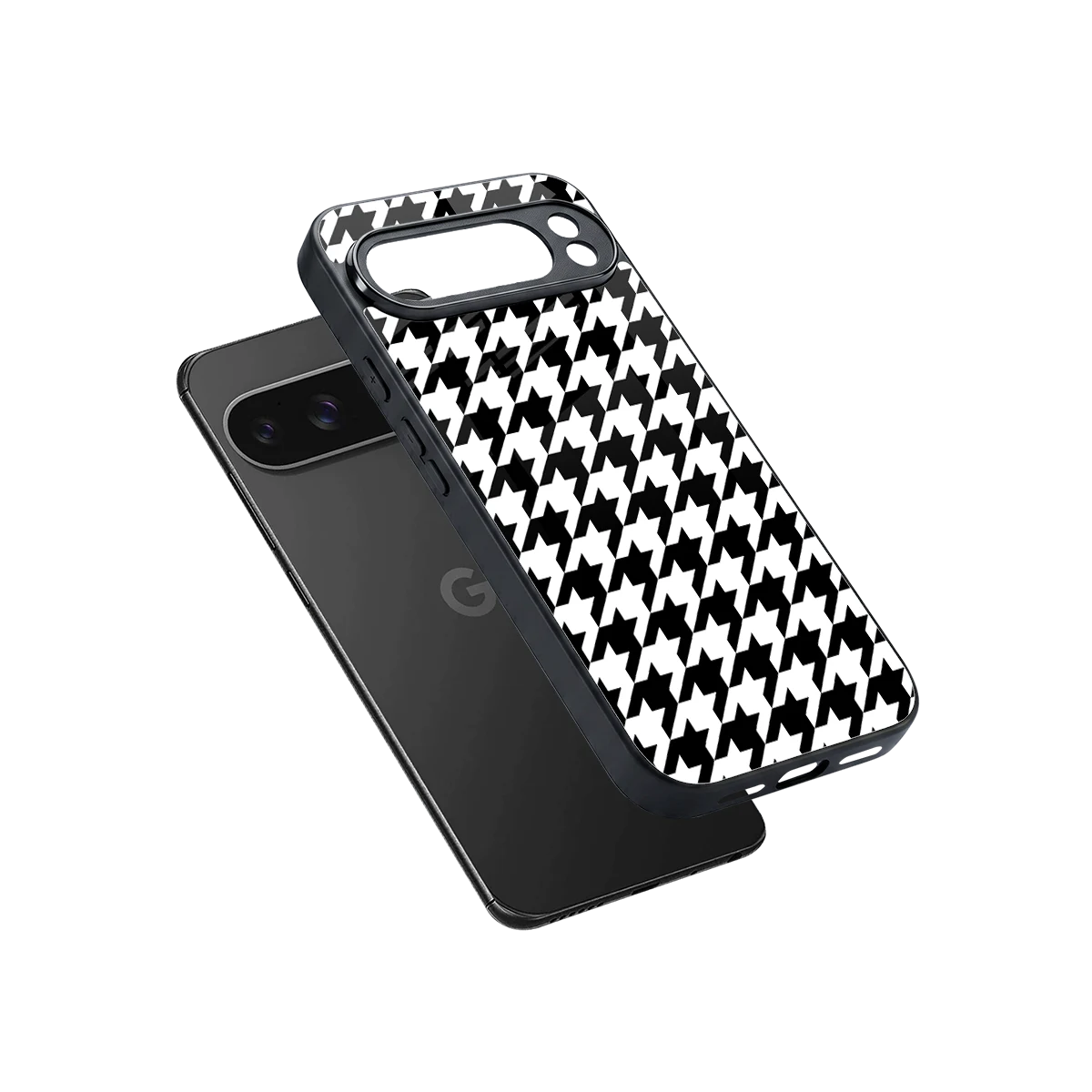 Houndstooth sleek google pixel 10 pro xl cover with tempered glass back and TPU edges