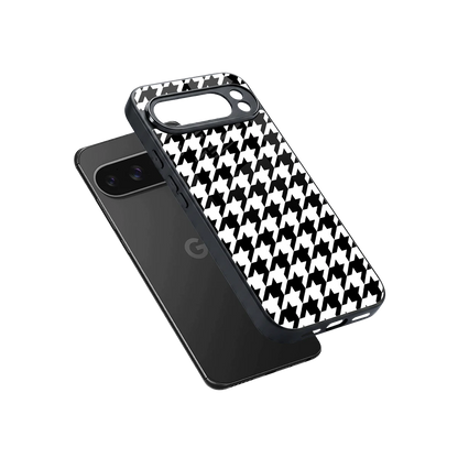 Houndstooth sleek google pixel 10 pro xl cover with tempered glass back and TPU edges