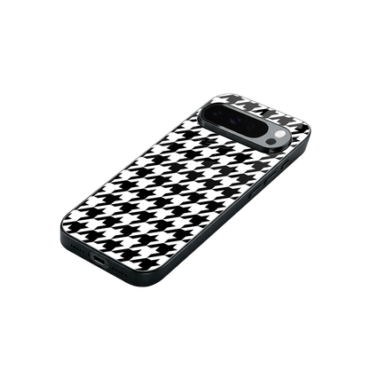 Houndstooth stylish phone case for google pixel 10 pro xl | glossy glass and slim fit
