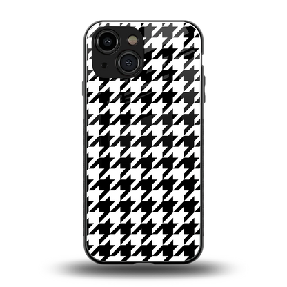 Houndstooth back phone cover | glass case for iphone 13 mini