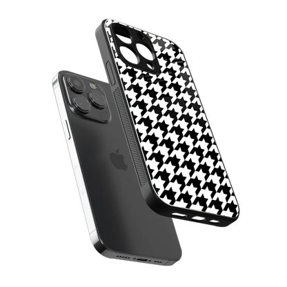 Houndstooth sleek iphone 13 pro max cover with tempered glass back and TPU edges