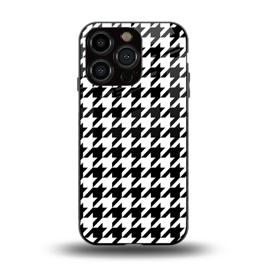 Houndstooth back phone cover | glass case for iphone 13 pro