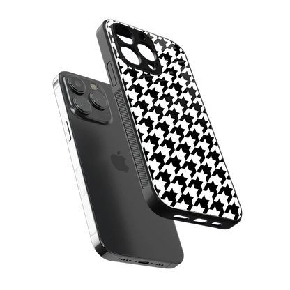 Houndstooth sleek iphone 13 pro cover with tempered glass back and TPU edges