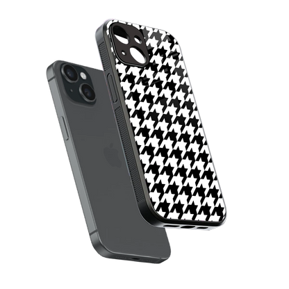 Houndstooth sleek iphone 13 cover with tempered glass back and TPU edges