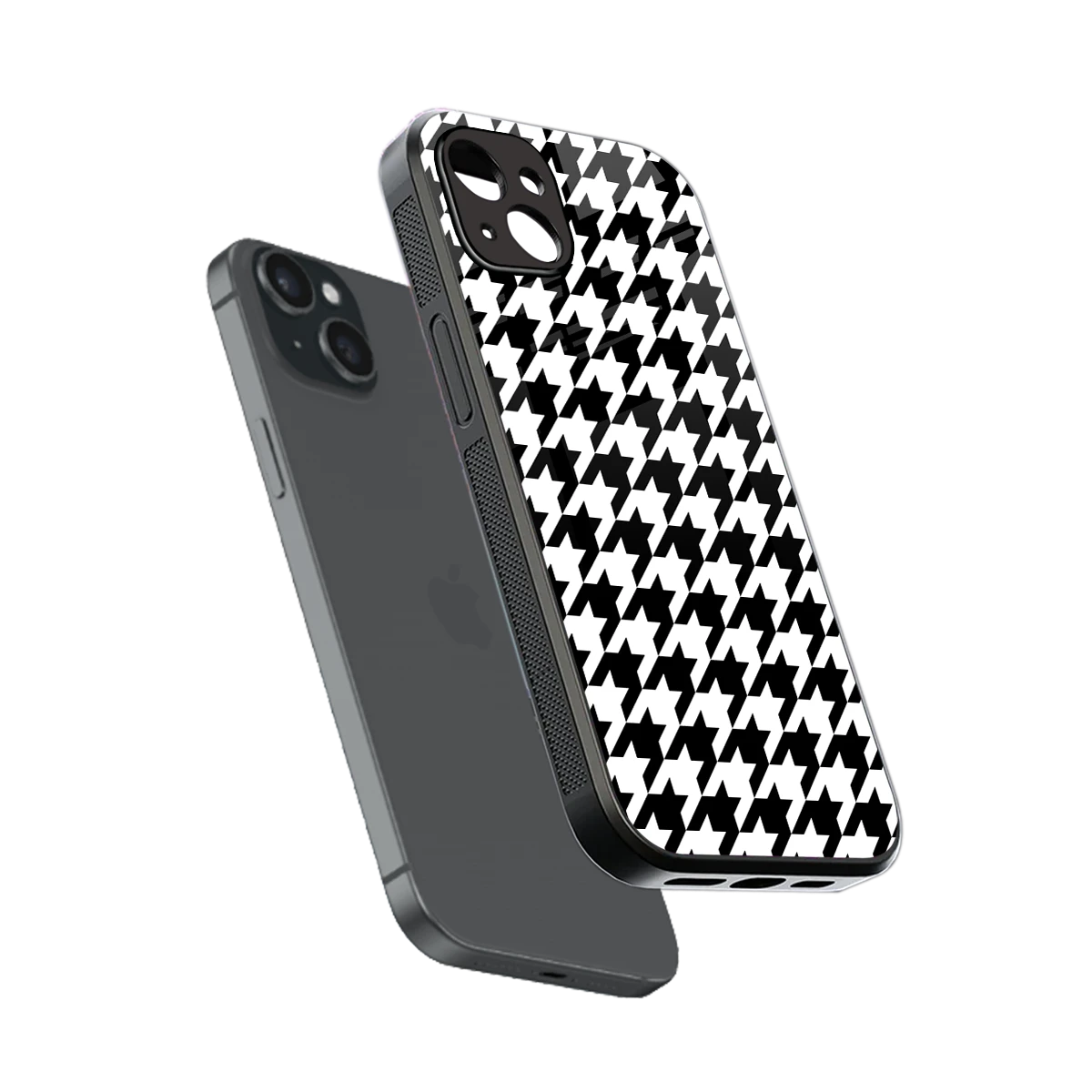Houndstooth sleek iphone 14 plus cover with tempered glass back and TPU edges