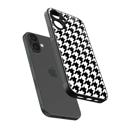 Houndstooth sleek iphone 16 plus cover with tempered glass back and TPU edges