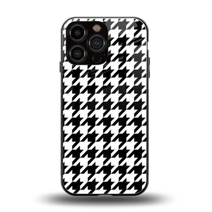 Houndstooth back phone cover | glass case for iphone 16 pro max