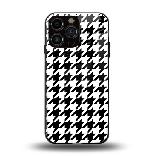 Houndstooth back phone cover | glass case for iphone 16 pro max