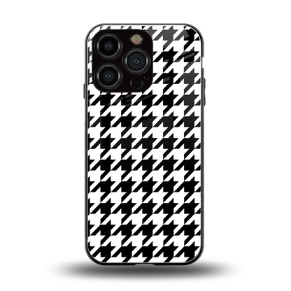 Houndstooth back phone cover | glass case for iphone 16 pro