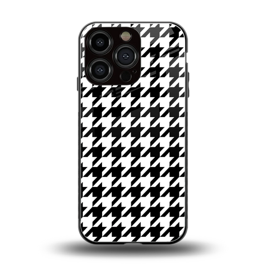 Houndstooth back phone cover | glass case for iphone 16 pro