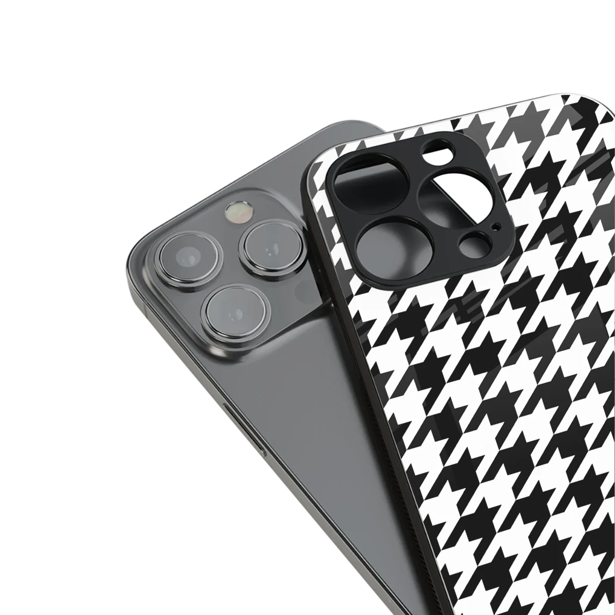 Houndstooth stylish phone case for iPhone 16 | glossy glass and slim fit