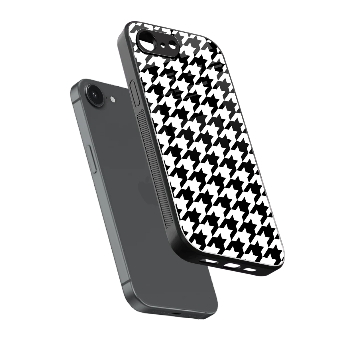 Houndstooth sleek iphone 16e cover with tempered glass back and TPU edges