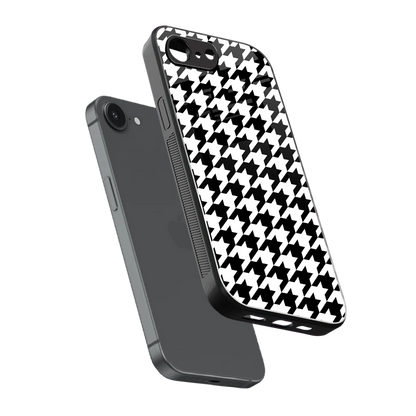 Houndstooth sleek iphone 16e cover with tempered glass back and TPU edges