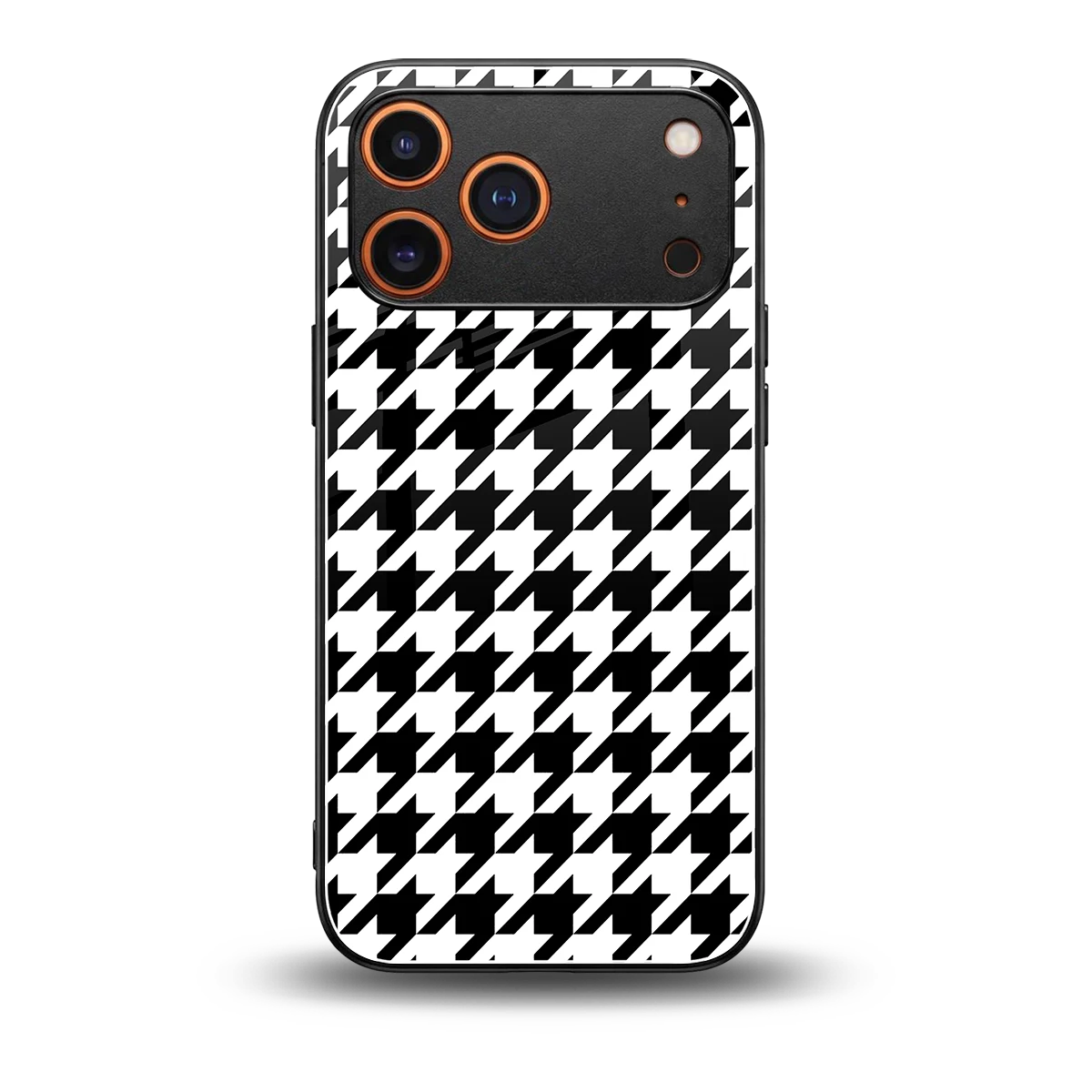 Houndstooth back phone cover | glass case for iphone 17 pro max