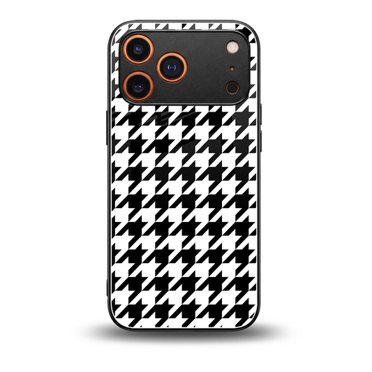 Houndstooth back phone cover | glass case for iphone 17 pro max