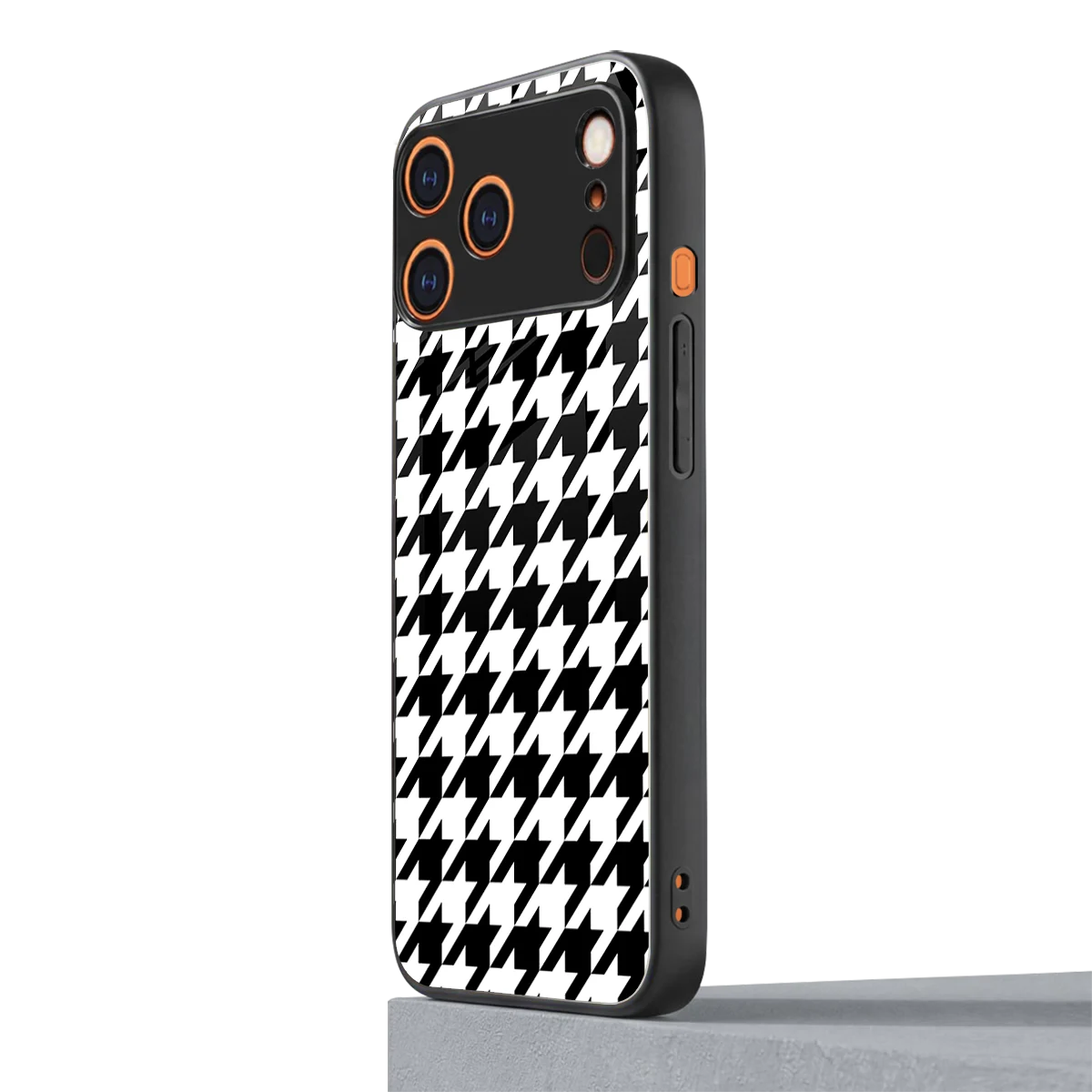 Houndstooth iphone 17 pro mobile cover | shockproof glass phone case