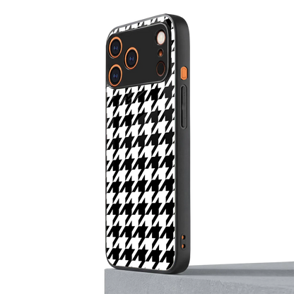 Houndstooth iphone 17 pro mobile cover | shockproof glass phone case
