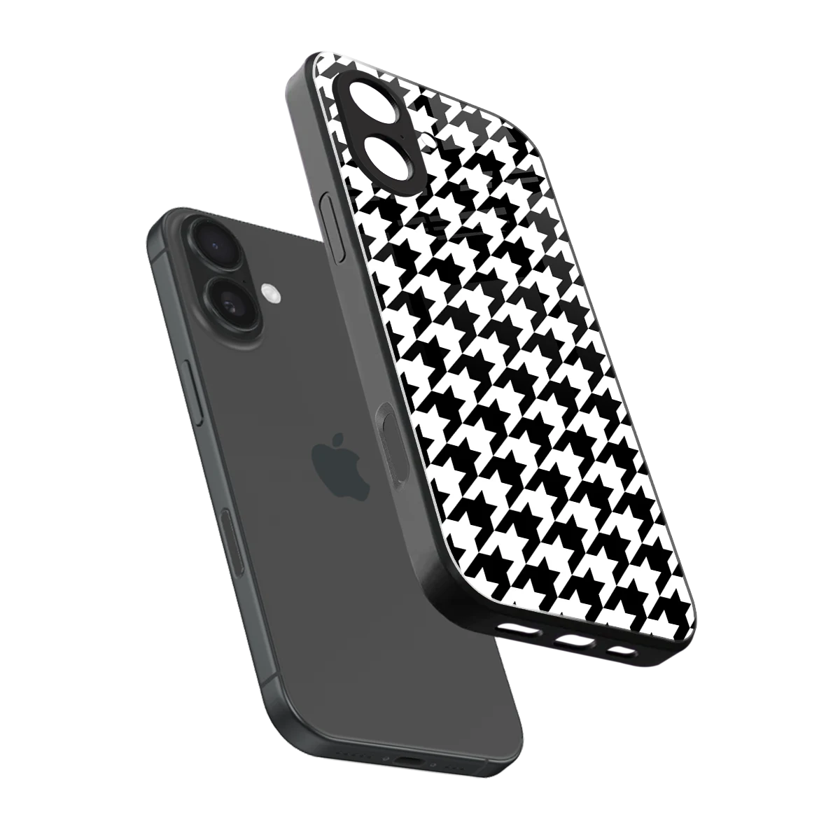 Houndstooth sleek iphone 17 cover with tempered glass back and TPU edges