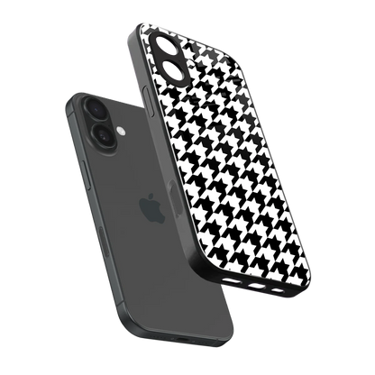 Houndstooth sleek iphone 17 cover with tempered glass back and TPU edges