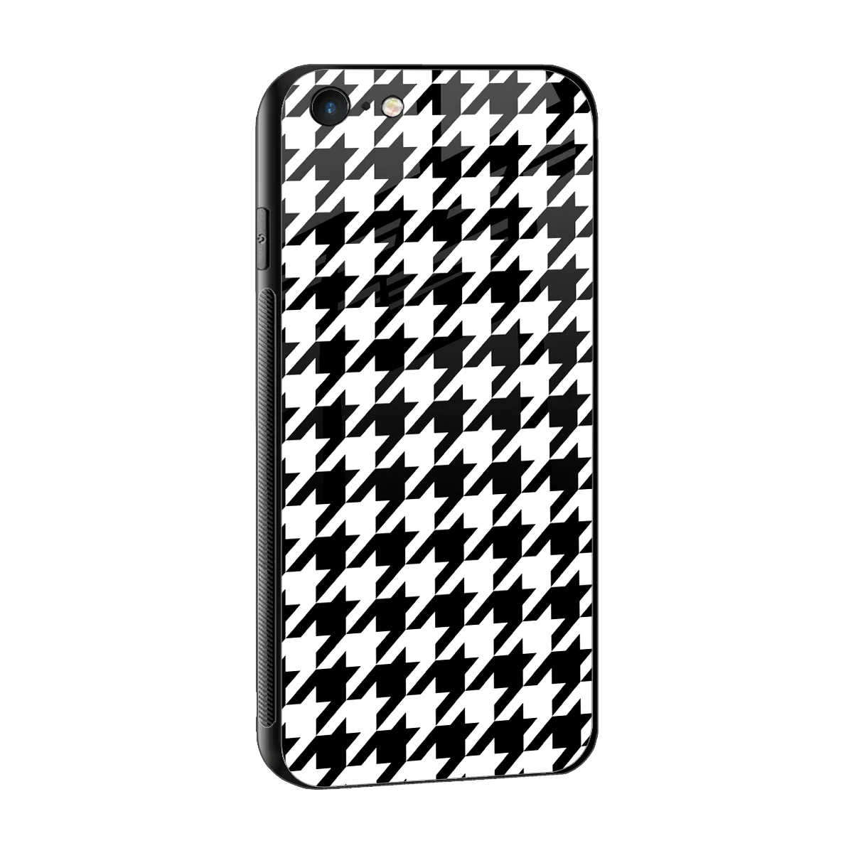 Houndstooth sleek iphone 6s cover with tempered glass back and TPU edges