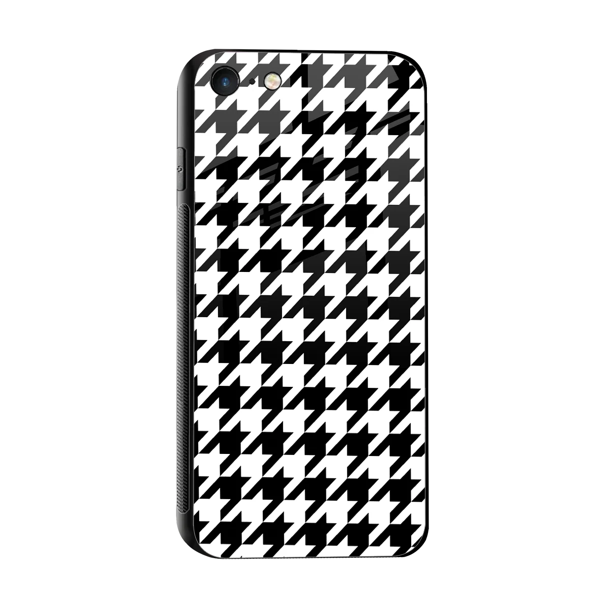 Houndstooth sleek iphone 8 cover with tempered glass back and TPU edges