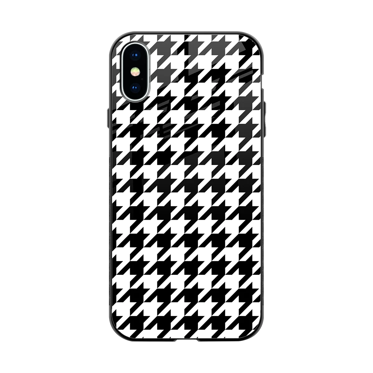 Houndstooth back phone cover | glass case for iphone xs