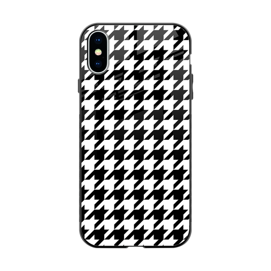 Houndstooth back phone cover | glass case for iphone xs