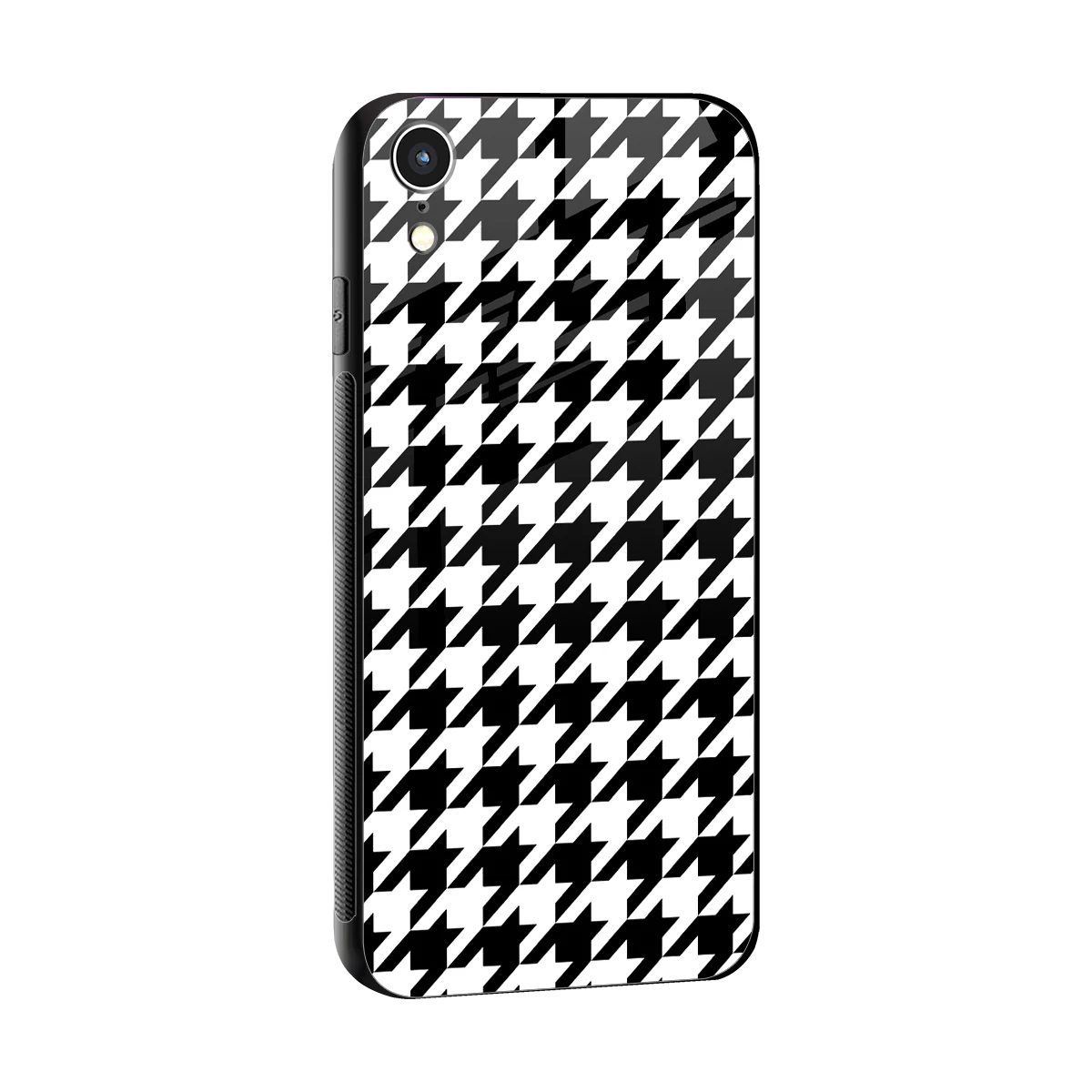 Houndstooth sleek iphone xr cover with tempered glass back and TPU edges