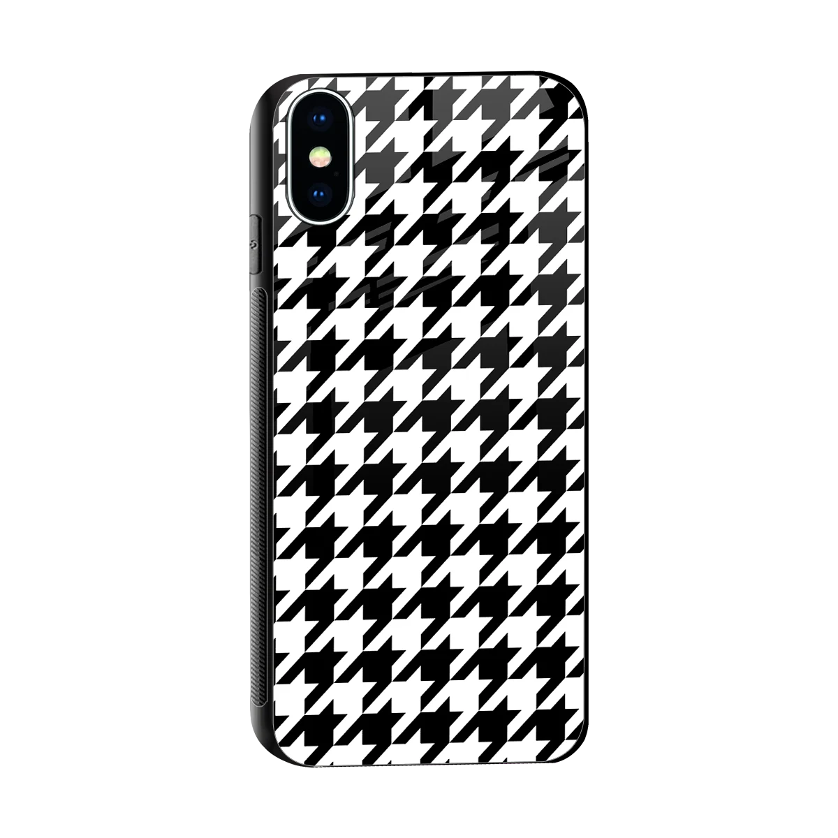 Houndstooth sleek iphone xs cover with tempered glass back and TPU edges