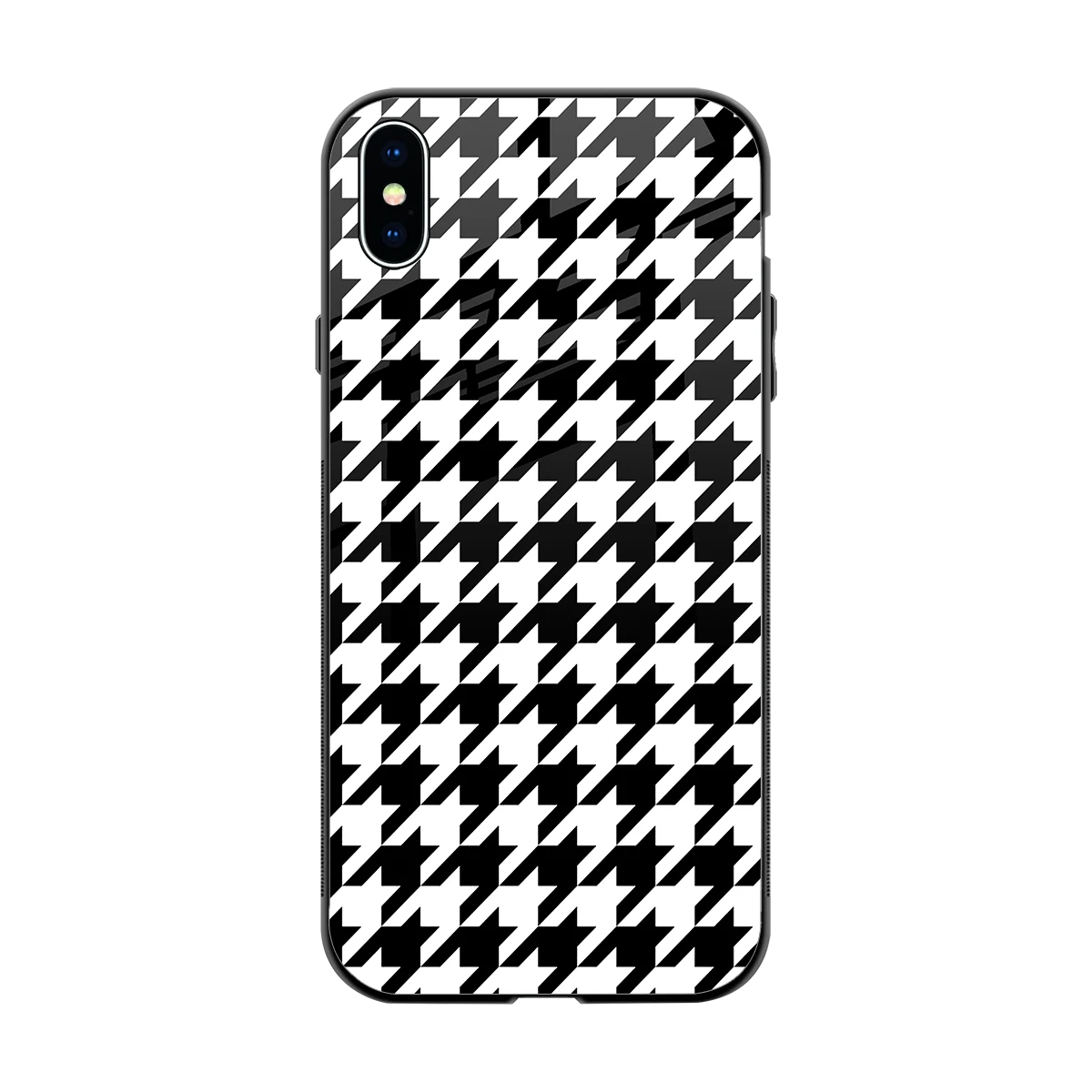 Houndstooth back phone cover | glass case for iphone xs max