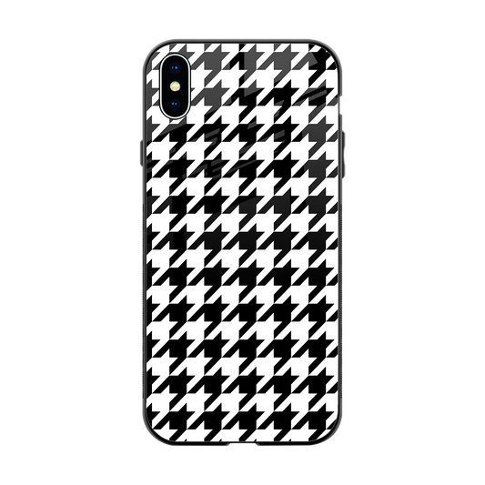Houndstooth back phone cover | glass case for iphone xs max