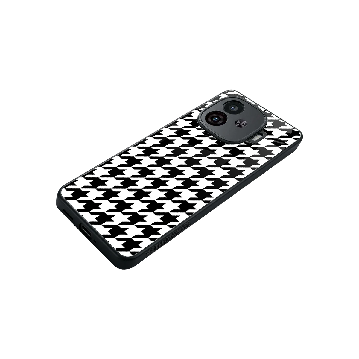 Houndstooth stylish phone case for iqoo neo 10r 5g | glossy glass and slim fit