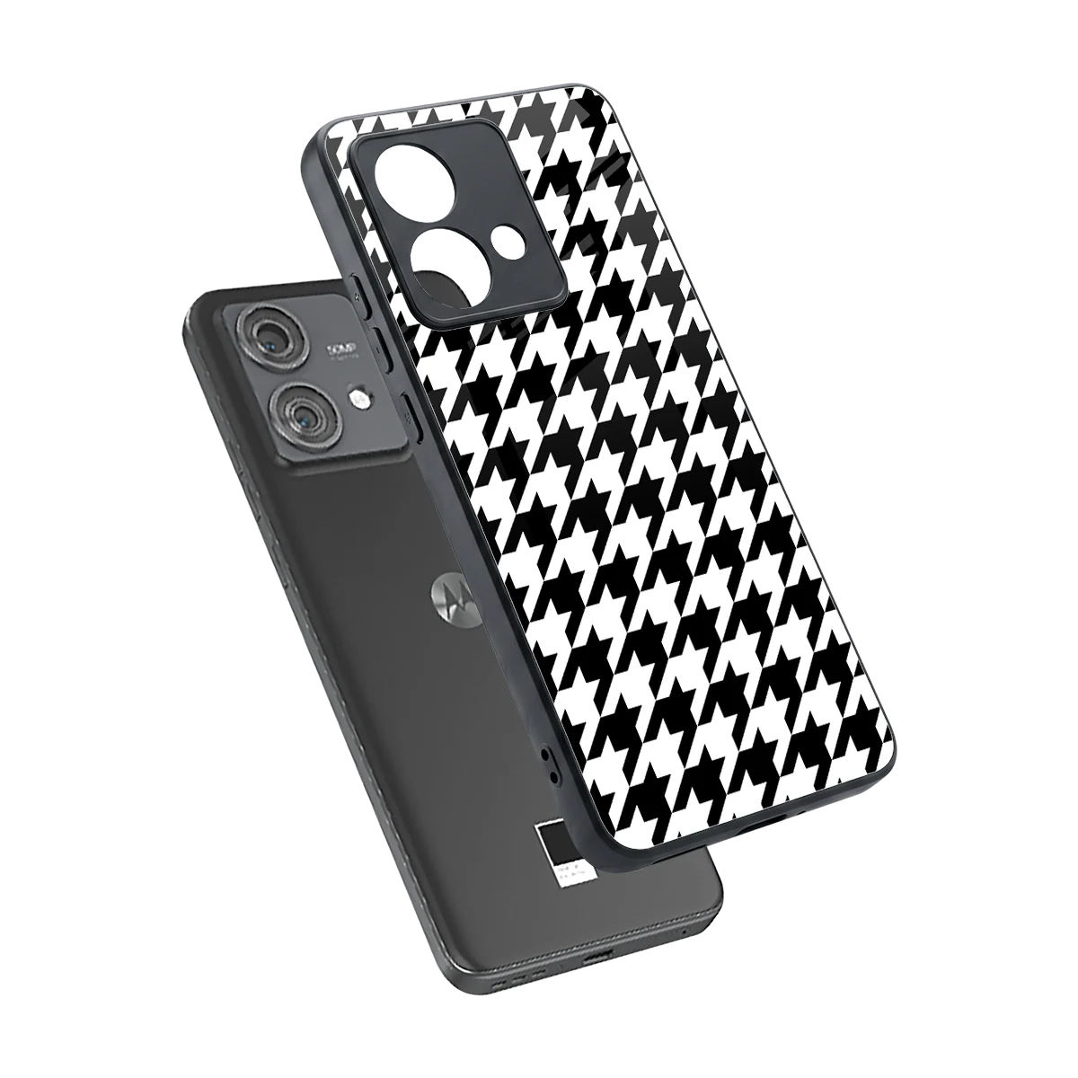 Houndstooth sleek motorola edge 40 neo 5g cover with tempered glass back and TPU edges