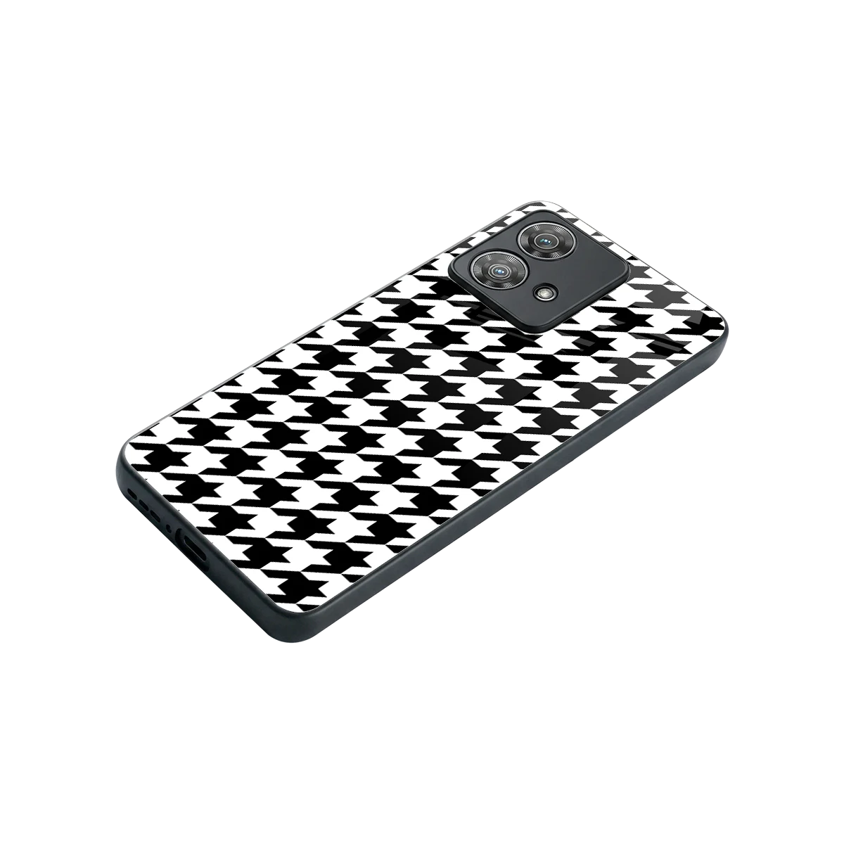Houndstooth stylish phone case for motorola edge 40 neo 5g | glossy glass and slim fit