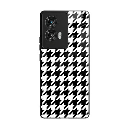 Houndstooth back phone cover | glass case for motorola edge 50 fusion