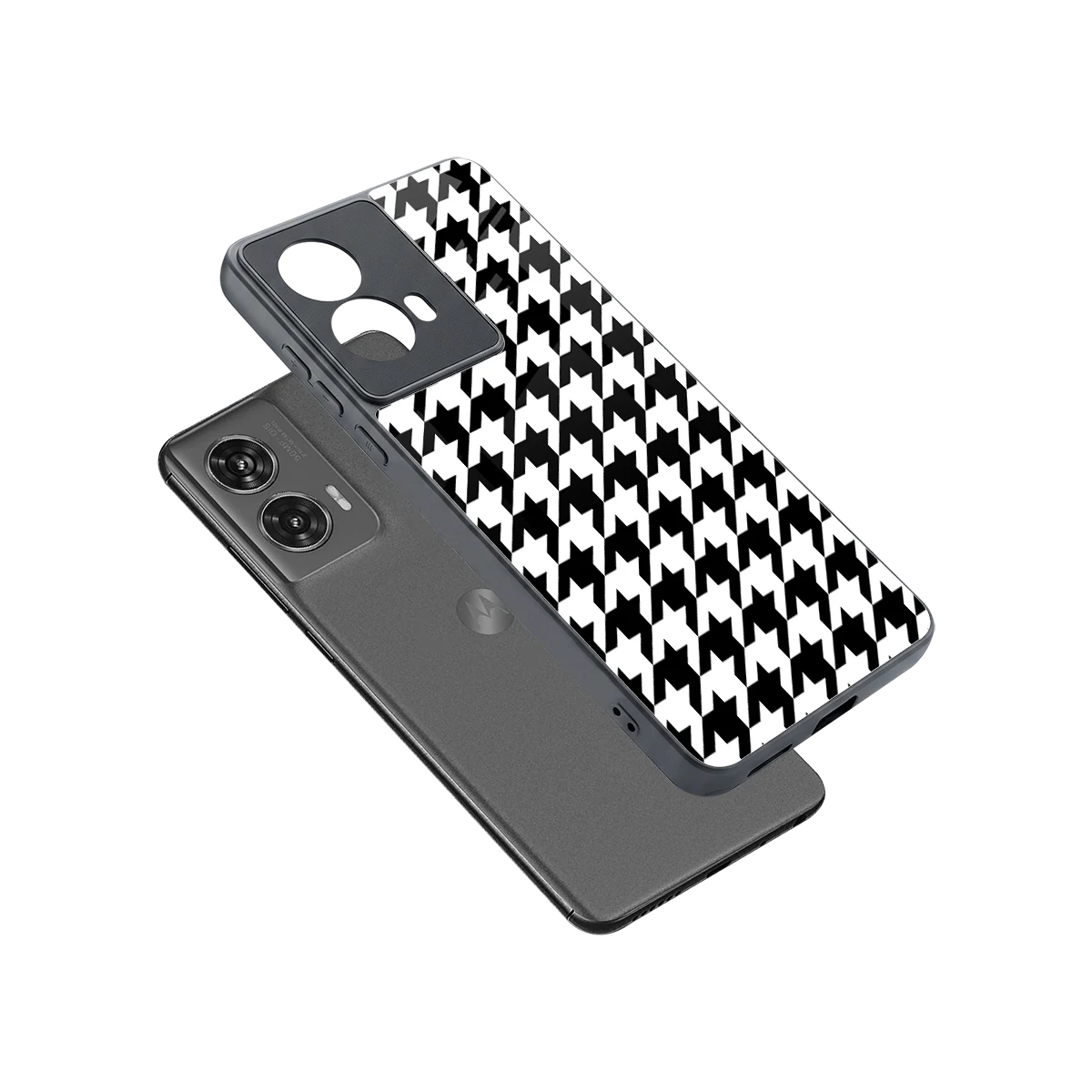 Houndstooth sleek motorola edge 50 fusion cover with tempered glass back and TPU edges