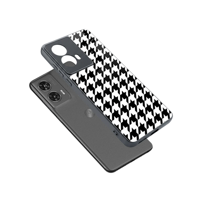 Houndstooth sleek motorola edge 50 fusion cover with tempered glass back and TPU edges