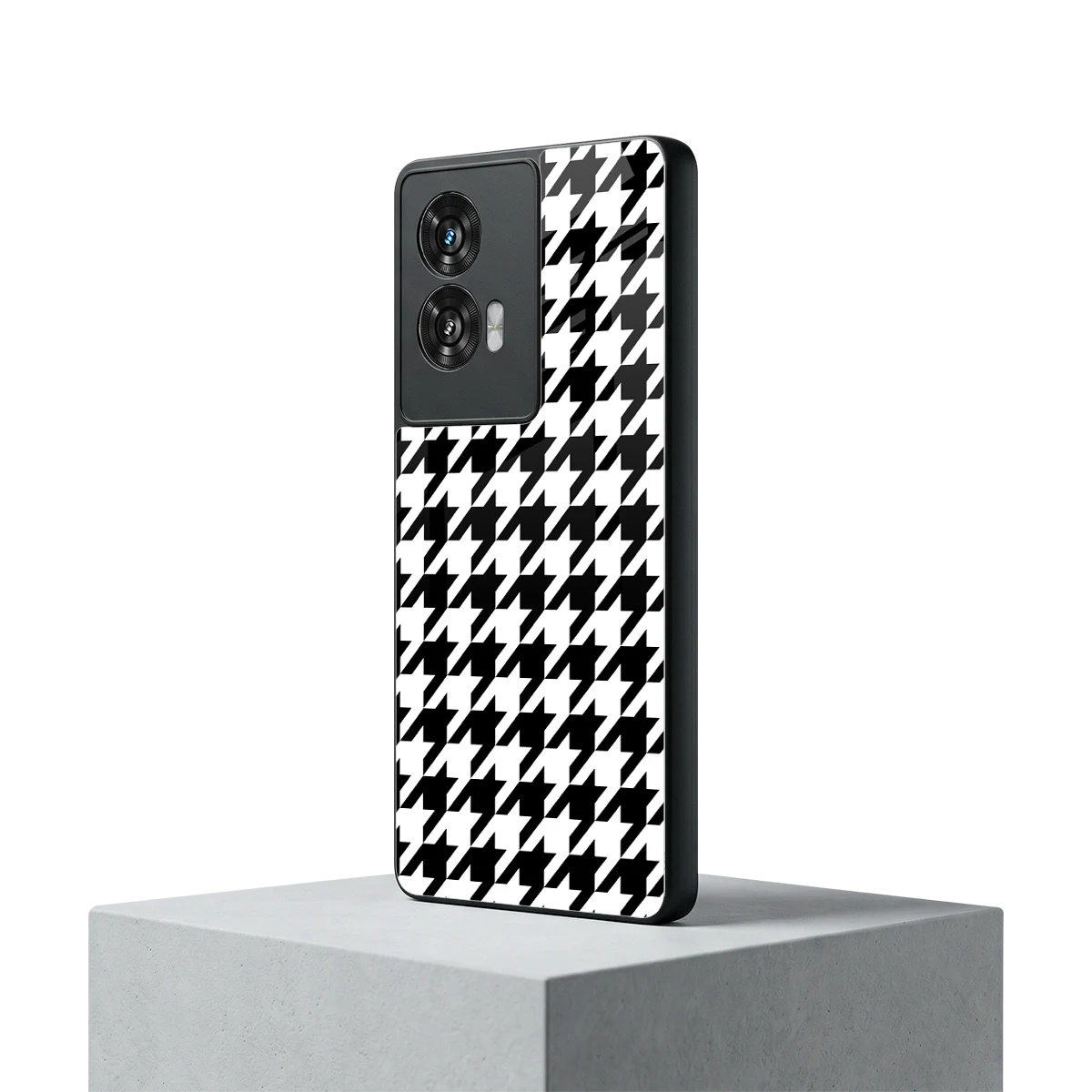 Houndstooth motorola edge 50 fusion mobile cover | shockproof glass phone case