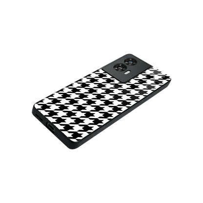 Houndstooth stylish phone case for motorola edge 50 fusion | glossy glass and slim fit