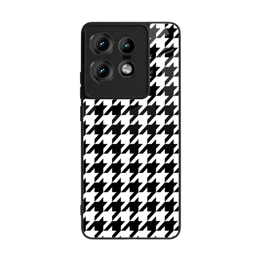 Houndstooth back phone cover | glass case for motorola edge 50 pro