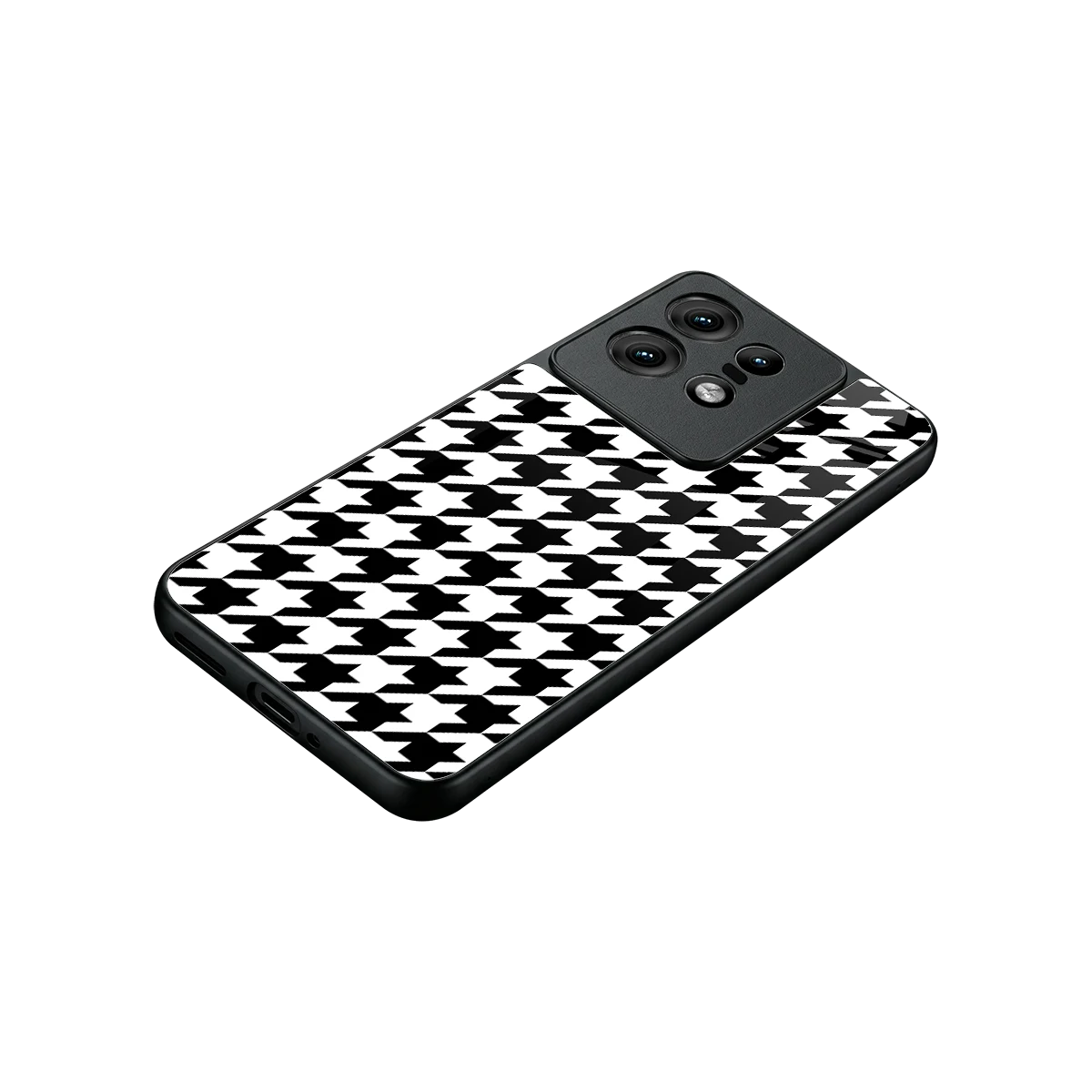 Houndstooth stylish phone case for motorola edge 50 pro | glossy glass and slim fit