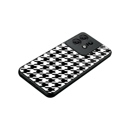 Houndstooth stylish phone case for motorola edge 50 pro | glossy glass and slim fit