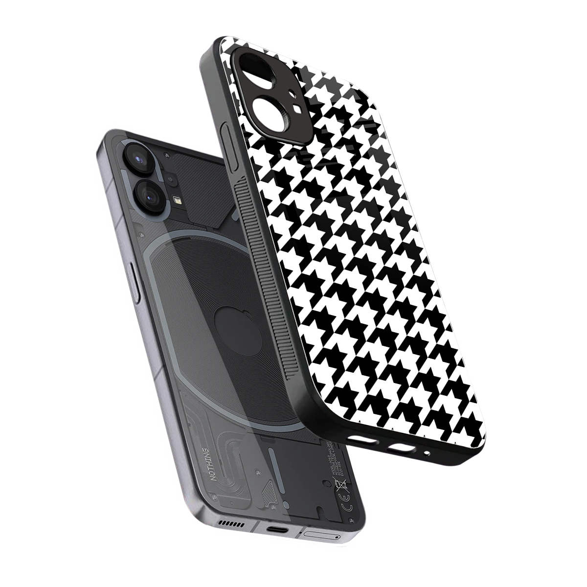 Houndstooth sleek nothing phone 1 cover with tempered glass back and TPU edges