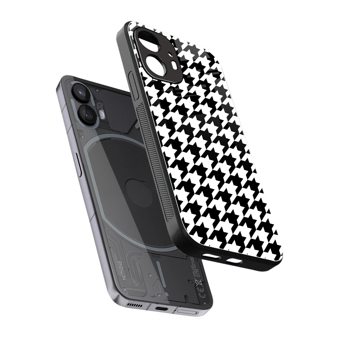 Houndstooth sleek nothing phone 2 cover with tempered glass back and TPU edges