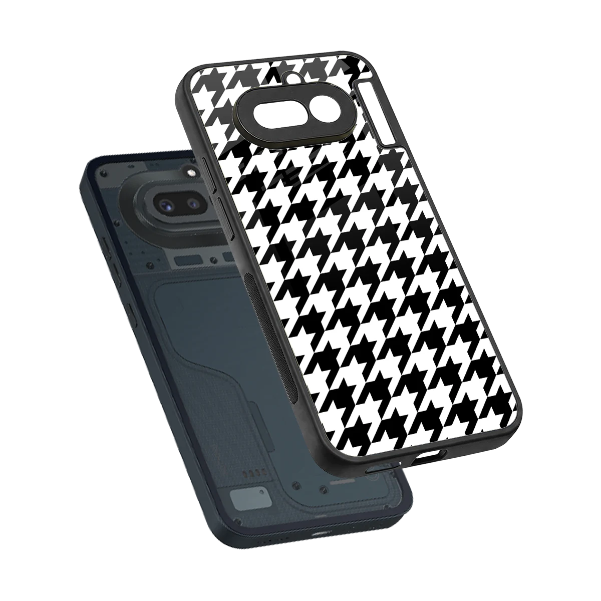 Houndstooth sleek nothing phone 4a cover with tempered glass back and TPU edges