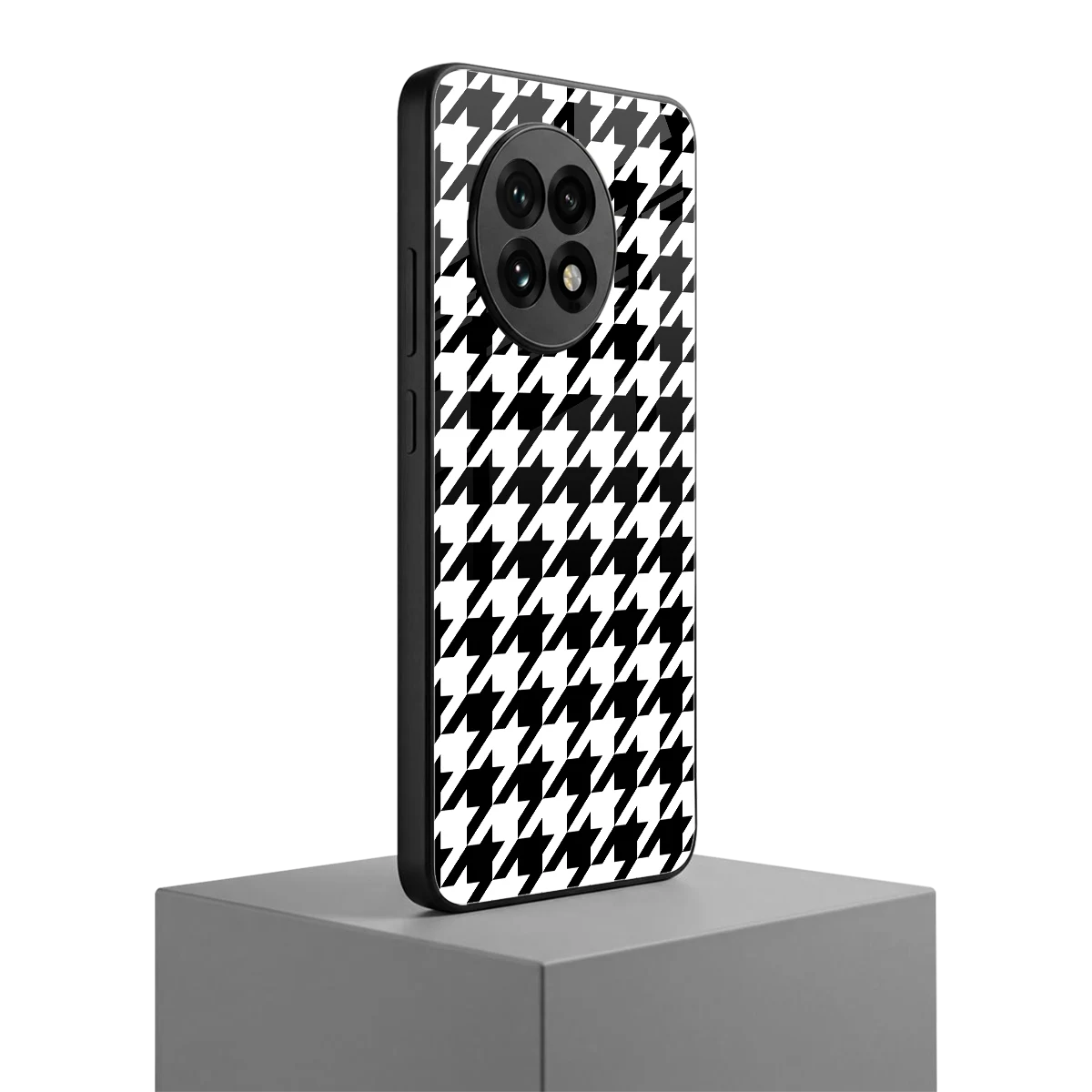 Houndstooth oneplus 13r mobile cover | shockproof glass phone case