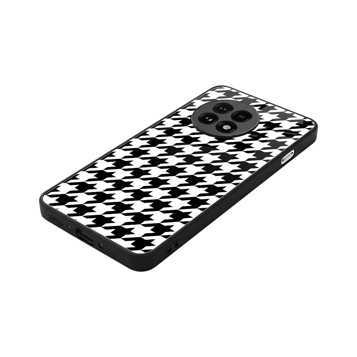 Houndstooth stylish phone case for oneplus 13r | glossy glass and slim fit